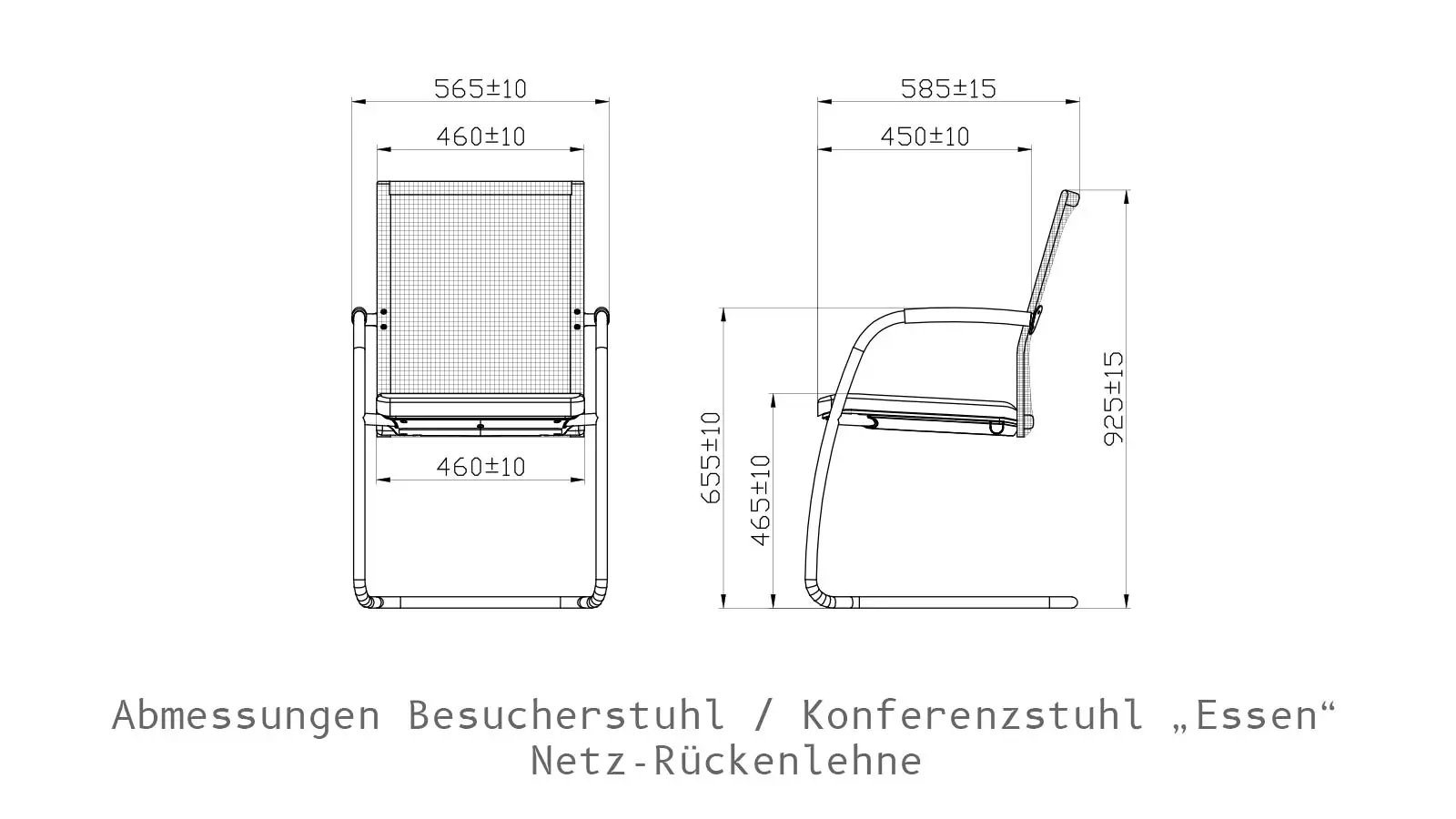 Besucher-/Konferenzstuhl Essen Netzrücken Abmessungen