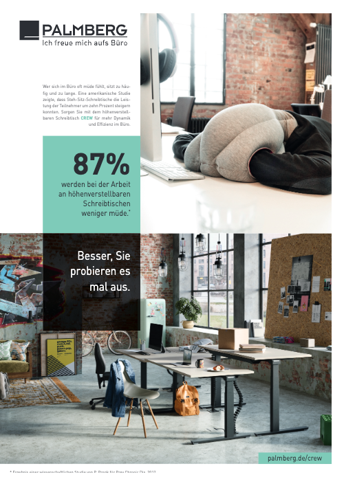 CREW T Sitz-Stehtisch PALMBERG – 87 Prozent weniger müde