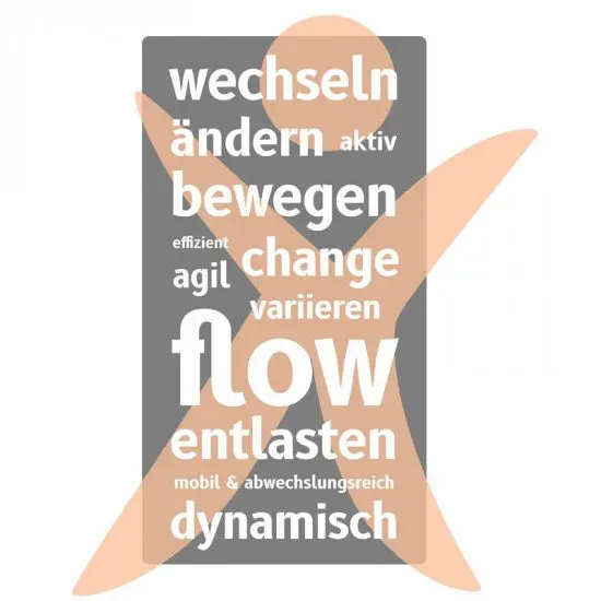 Wechseln und in Bewegung bleiben Typoschaubild