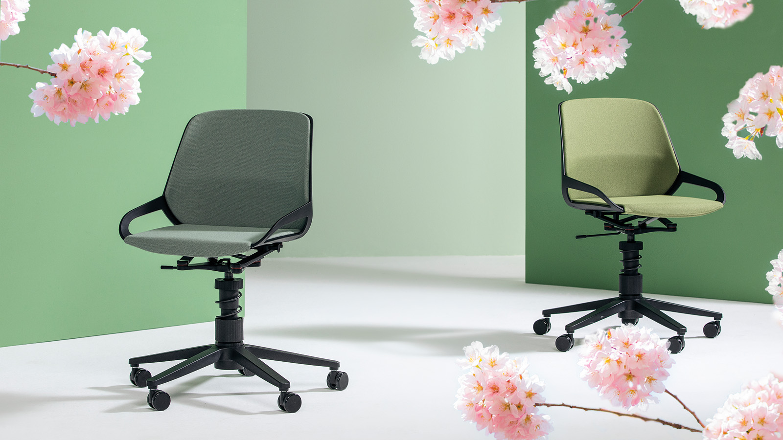 Frühlings-Angebote Schreibtischstuhl Numo-Task mit Feder, grün
