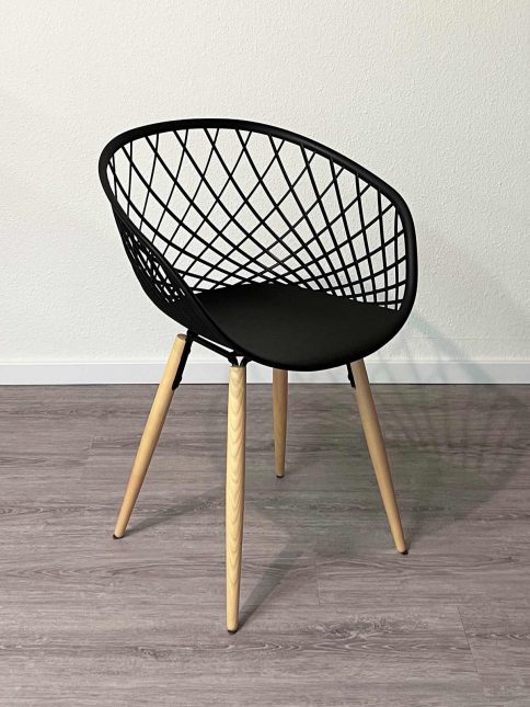 Schnäppchen-Angebot 26 Design-Besucherstuhl Esstisch-Stuhl schwarz mit netzartiger Struktur, Echtholz-Stuhlbeine
