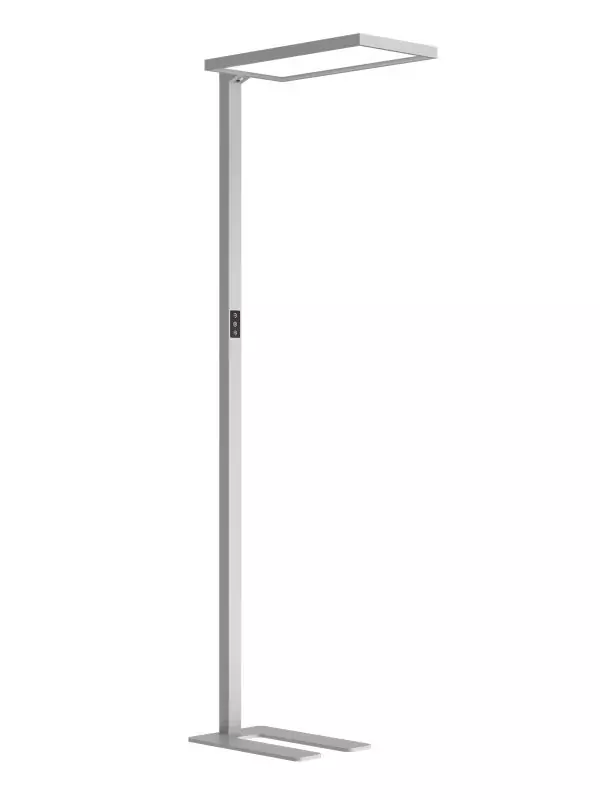 Büro LED Stehleuchte ALEGRA silber-grau seitlich