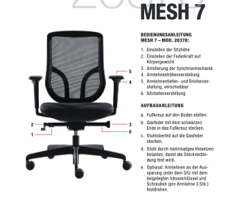 Bedienungsanleitung Bürostuhl „SIMPLE NET“