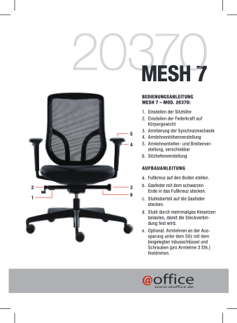 Bedienungsanleitung Bürostuhl „SIMPLE NET“