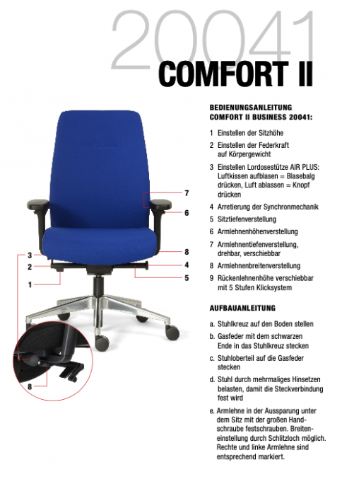 Bedienungsanleitung Bürostuhl „PAD BACK“