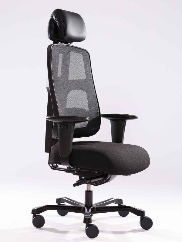 Bürostuhl „COLUMBUS“ · ergonomischer Schreibtischstuhl mit Leder Kopfstütze – auch für XXL-Menschen